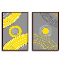 Quadro Decorativo Textura CX Alta Reflexo Abstrato 3un 40x60 - Moldura Madeira - 2