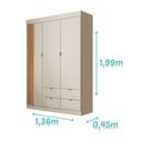 Ver imagem 3 de Guarda Roupa Infantil Ambiente Ayla 3 Portas Off White - Phoenix