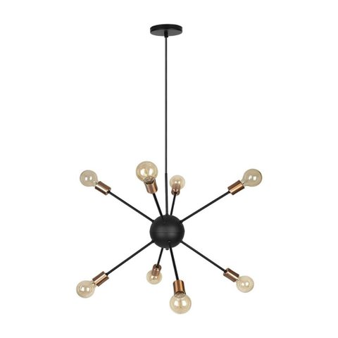 Pendente Aluminio Mini Togo Preto/cobre 8 Lampadas Kin Light