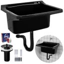 Ver imagem 1 de Tanque de Plástico 34l para Lavanderia Preto + Sifão Universal Sanfonado + Fita Veda Rosca