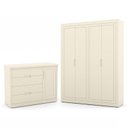 Ver imagem 1 de Jogo de Quarto Infantil com Guarda Roupa 4 Portas e Cômoda Tutto New Off White - Matic Móveis