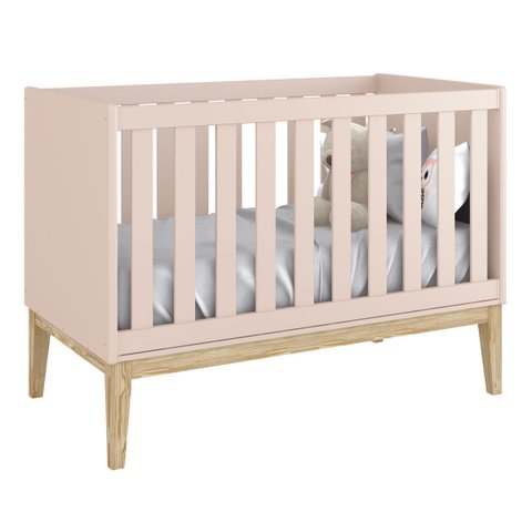 Berço Americano Classic New Rosa Fosco com Natural - Reller