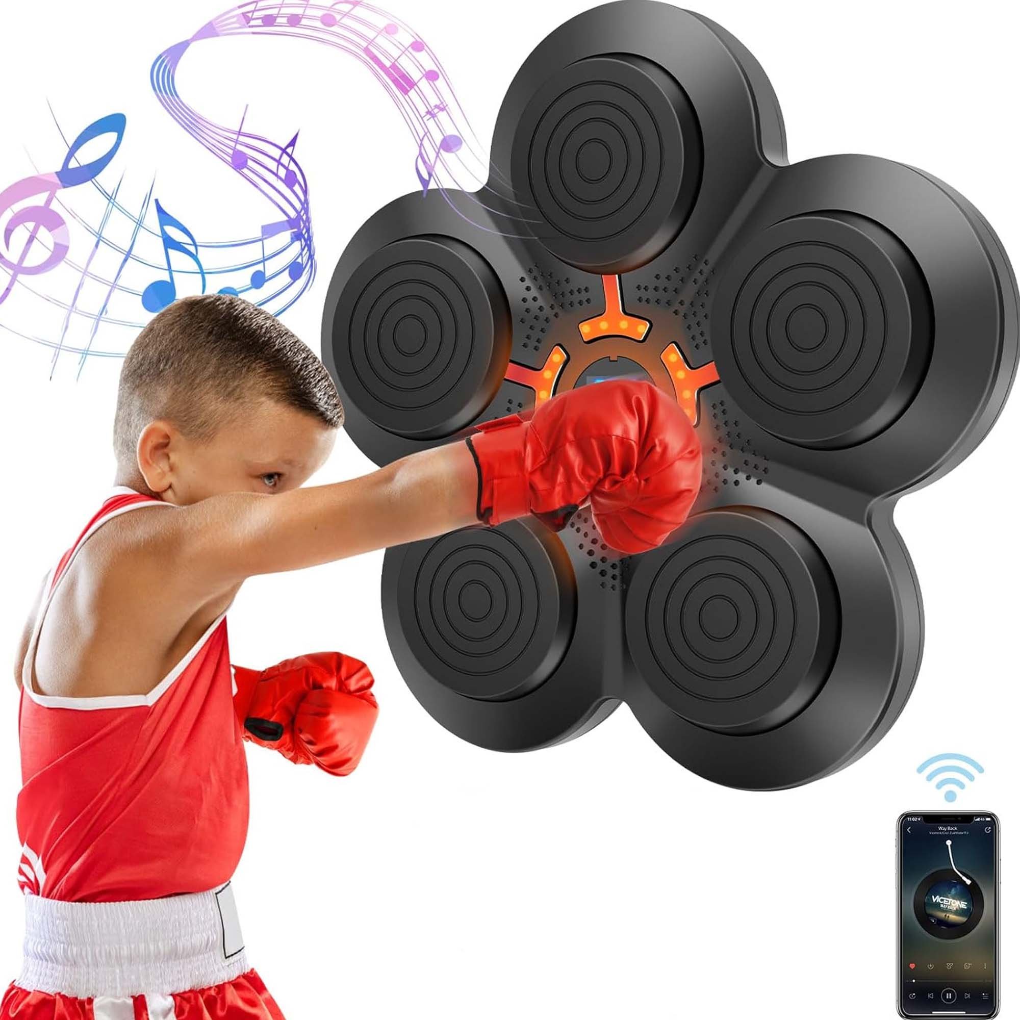 Maquina de Boxe Bluetooth Inteligente Exercicio Infantil Soco Fitness Luta Toca Musica Treinamento a - 2