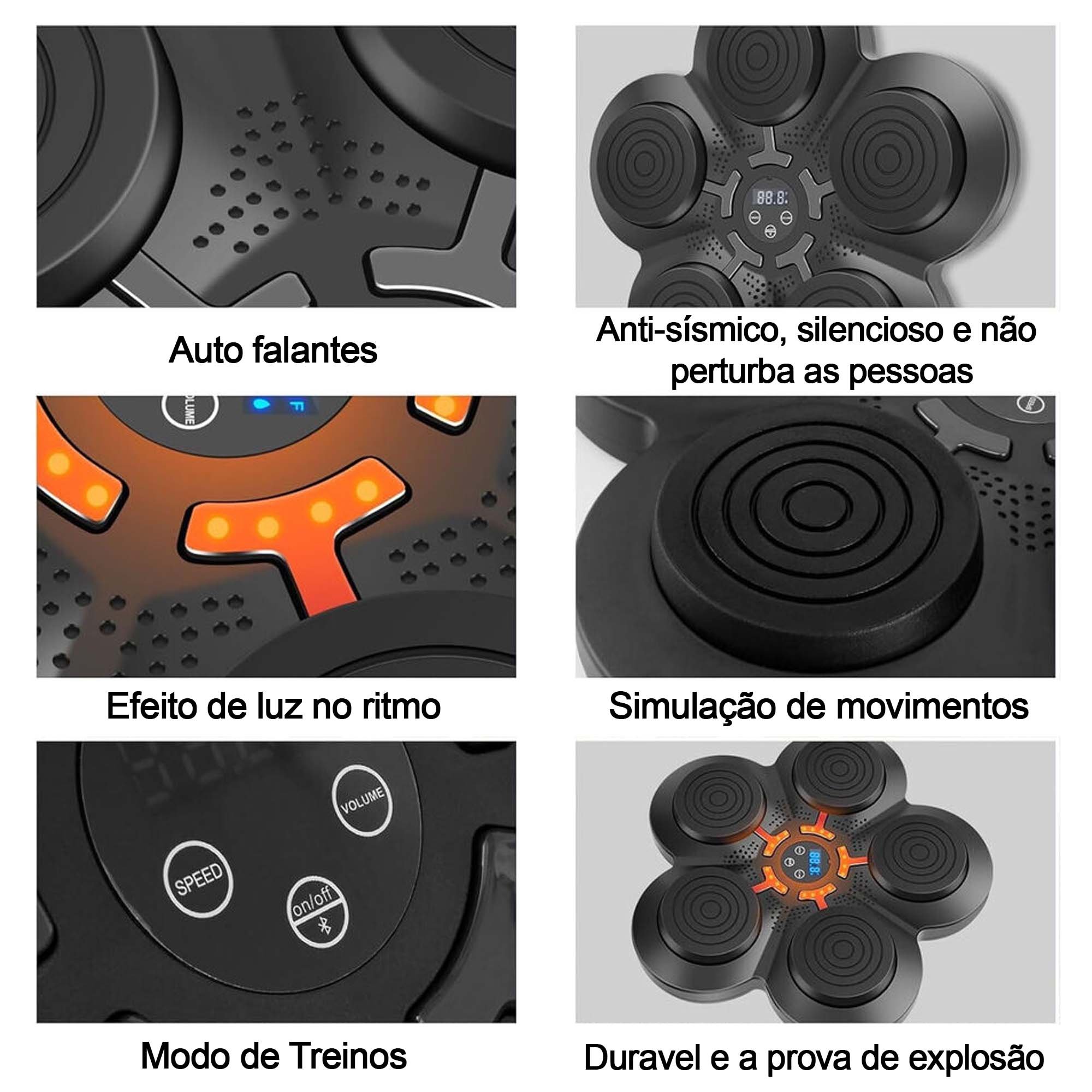 Maquina de Boxe Bluetooth Inteligente Exercicio Infantil Soco Fitness Luta Toca Musica Treinamento a - 13