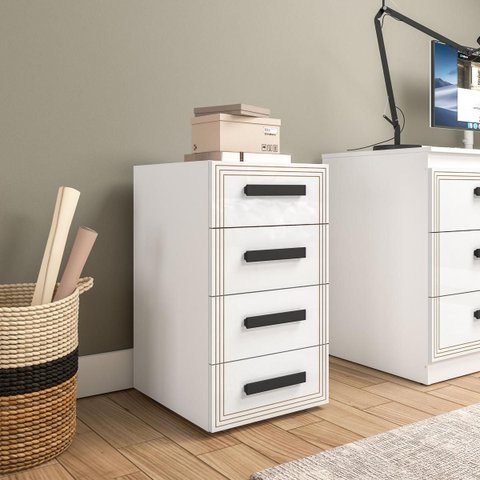 Gaveteiro Valência para Escritório 4 Gavetas 40x71cm Branco 250692