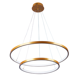 Lustre Pendente Moderno 2 Anéis 40 e 60cm Arco Ring Led 45w 6500k:dourado - Luz Branca Fria 6500k - 1