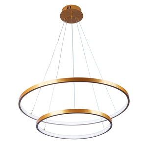 Lustre Pendente Moderno 2 Anéis 40 e 60cm Arco Ring Led 45w 6500k:dourado - Luz Branca Fria 6500k