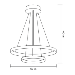 Lustre Pendente Moderno 2 Anéis 40 e 60cm Arco Ring Led 45w 6500k:dourado - Luz Branca Fria 6500k - 2