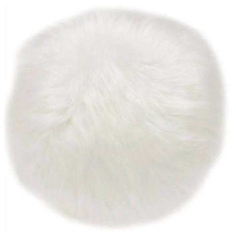 Almofada Redonda de Pelúcia Pelo Alto Off White - 30x30 Cm