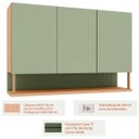 Ver imagem 2 de Armário Aéreo para Cozinha 100% MDF 3 Portas Nicho Lótus Carvalho/Verde