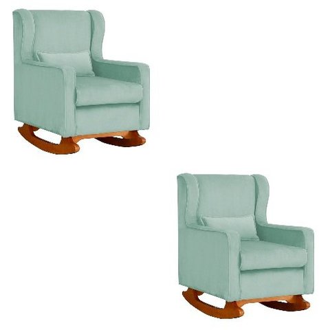 Kit 2 Poltrona Aurora Balanço Vovo Veludo Aqua - Fm
