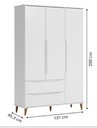 Ver imagem 3 de Guarda Roupa Infantil Lunna 100% Mdf Estilo Retrô - Branca