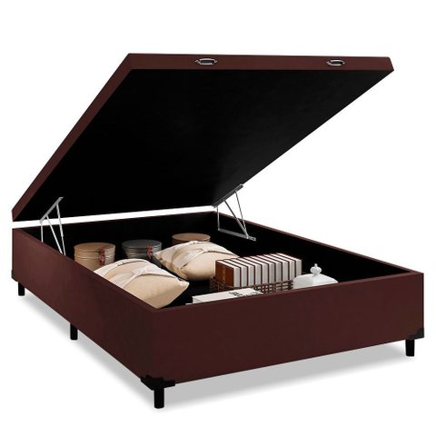 Cama Box Baú Casal 1AColchões Suede Preto 41x138x188