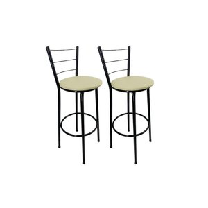 Kit 2 Banqueta Alta Preta Cozinha Gourmet Americana Balcão:bege