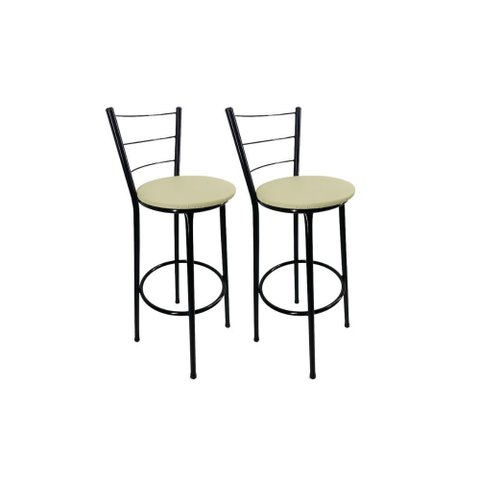 Kit 2 Banqueta Alta Preta Cozinha Gourmet Americana Balcão:bege