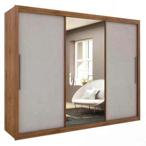 Guarda Roupas de Casal com Espelho Real Gelius Madeirado