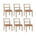 Ver imagem 1 de Kit 6 Cadeiras para Sala de Jantar Estofadas Bella Marrom/Madeira/Kaki