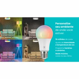 Lâmpada de LED Smart Tramontina Base E27 10 W Bivolt com 16 Milhões de Cores RGBW Wi-Fi + Bluetooth - 4
