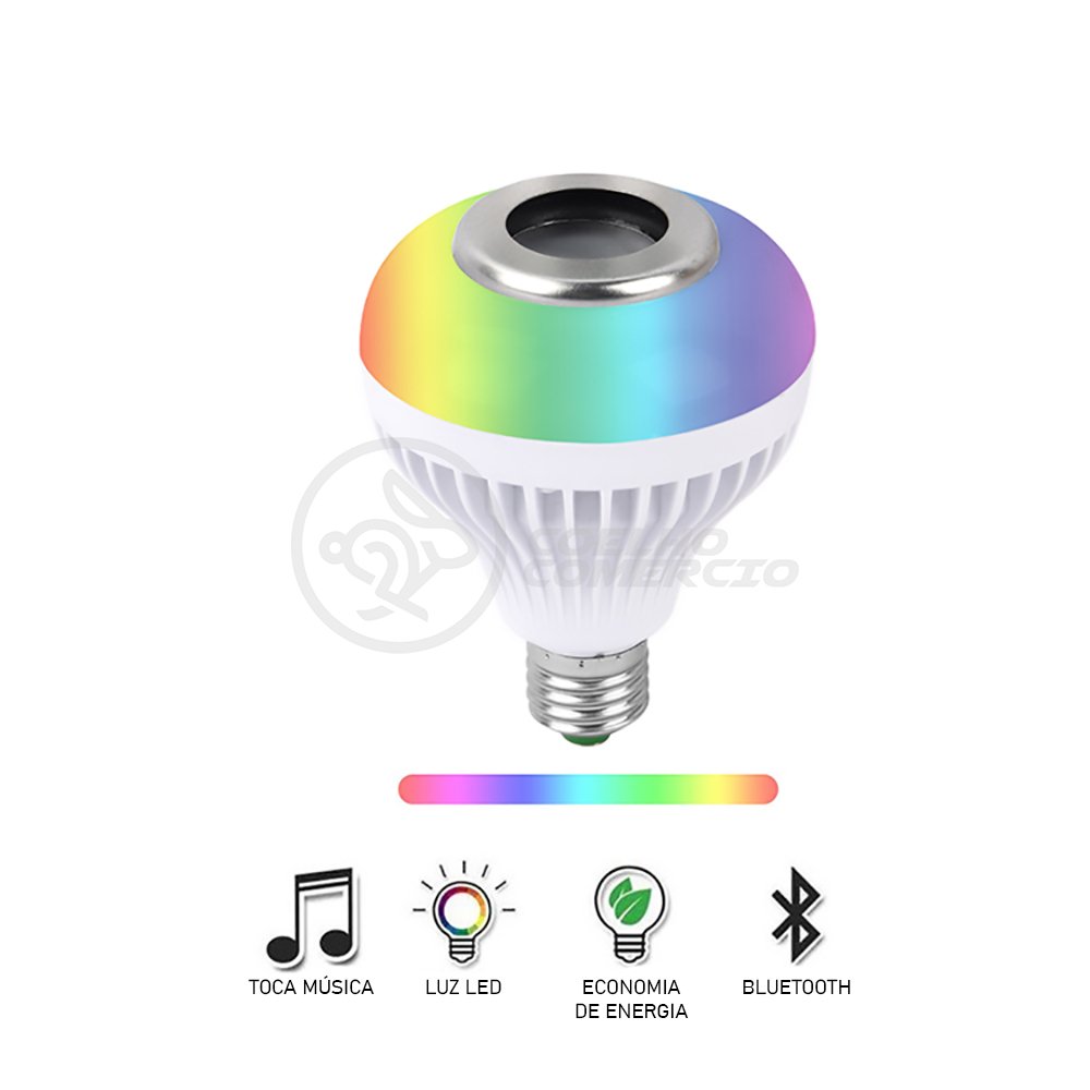 Lâmpada LED 12w E27 RGB Colorida com Caixa de Som Bluetooth e Controle Remoto