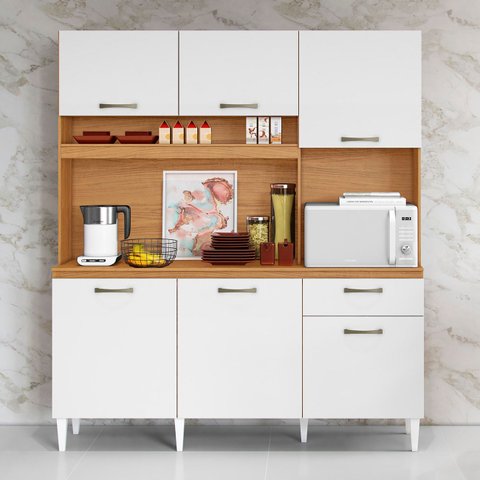 Armário de Cozinha Compacta 160cm Sovira Cinamomo/branco A15 - Mpozenato
