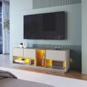 Ver imagem 1 de Rack para TV até 55 Polegadas com LED 136cm 3 Gavetas e 1 Nicho Bege Mel/Arenas