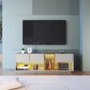 Ver imagem 6 de Rack para TV até 55 Polegadas com LED 136cm 3 Gavetas e 1 Nicho Bege Mel/Arenas