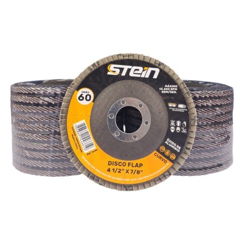 20 Peças Disco Flap Curvo 4.1/2 115mm Metais Ferrosos Grão 60 Stein