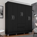 Ver imagem 2 de Guarda Roupa Casal Bruna 6 Portas Preto Fosco - Moveis Arapongas Preto Fosco