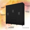 Ver imagem 4 de Guarda Roupa Casal Bruna 6 Portas Preto Fosco - Moveis Arapongas Preto Fosco
