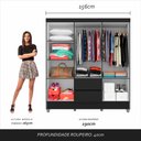 Ver mais imagens de Guarda Roupa Casal Bruna 6 Portas Preto Fosco - Moveis Arapongas Preto Fosco