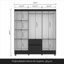 Ver imagem 7 de Guarda Roupa Casal Bruna 6 Portas Preto Fosco - Moveis Arapongas Preto Fosco