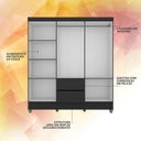 Ver imagem 5 de Guarda Roupa Casal Bruna 6 Portas Preto Fosco - Moveis Arapongas Preto Fosco