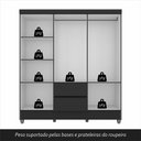 Ver imagem 6 de Guarda Roupa Casal Bruna 6 Portas Preto Fosco - Moveis Arapongas Preto Fosco