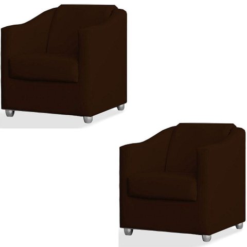 Kit 2 Poltronas Luiza Suede Marrom