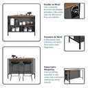 Ver imagem 3 de Mesa Bancada Ilha Gourmet 127cm P1034 Grafite Mell Pp Milani Store