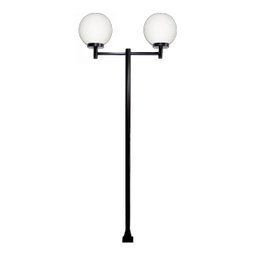 Poste Luminária Dupla Globo P Braço Reto Jardim Preto 300cm Ouro Minas L083POM - 1