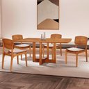Ver imagem 1 de Mesa 120 Laminado com 4 Cadeiras Malta Gold Moderna Mobília Brisa Imbuia Naturale