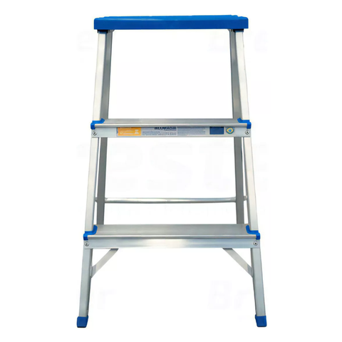 Escada Banqueta Alumínio 3 Degraus 35x63cm 120kg Alumasa