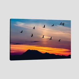 Quadro Vôo De Pássaros Tela No Chassi 120X80Cm - 1