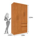 Ver imagem 4 de Guarda-Roupa Solteiro com 4 Portas e 2 Gavetas 108cm Multimóveis CR35496 Cinamomo