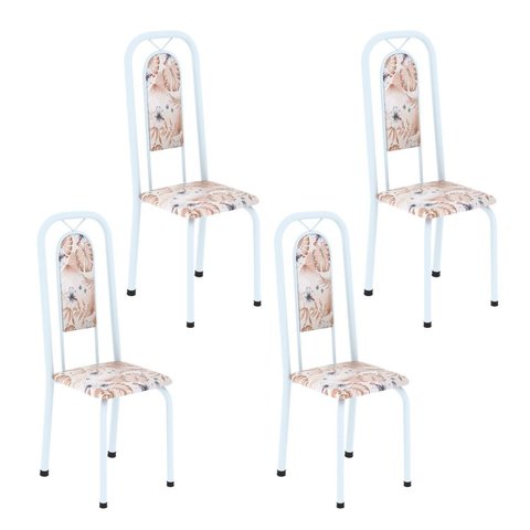Cadeiras para Sala de Jantar 4 Unidades Lara Branco/Botanic Bege
