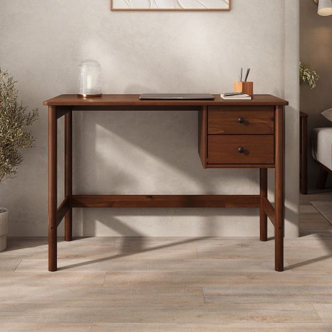 Mesa de Escritório Computador 110 Cm Madeira Castanho Marlo Idimex