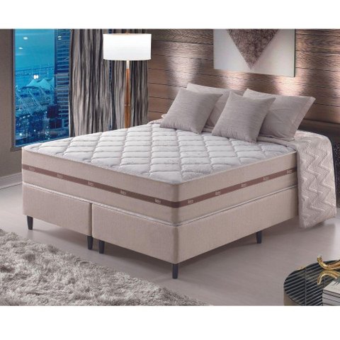 Conjunto Cama Box + Colchão King Size 193x203x59cm Molas Ensacadas Classic - Anjos