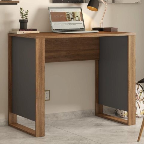 Mesa para Computador Retangular Nexus Lewis sem Gavetas 90cm Amendola Grafito Demóbile