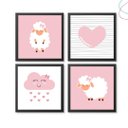 Ver imagem 1 de Quadro Decorativo Infantil Quarto de Menina Ovelhinha:preta