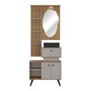 Ver imagem 3 de Gabinete Banheiro com Cuba e Espelheira c/LED 80cm 3 Portas Multimóveis CR10163 Fumê/Lâmina Mel