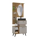 Ver imagem 1 de Gabinete Banheiro com Cuba e Espelheira c/LED 80cm 3 Portas Multimóveis CR10163 Fumê/Lâmina Mel