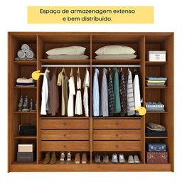 Guarda Roupa Casal 6 portas 6 gavetas Barcelona Ripado Tcil Móveis - 7