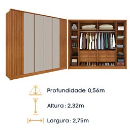 Guarda Roupa Casal 6 portas 6 gavetas Barcelona Ripado Tcil Móveis - 12