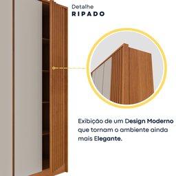 Guarda Roupa Casal 6 portas 6 gavetas Barcelona Ripado Tcil Móveis - 15